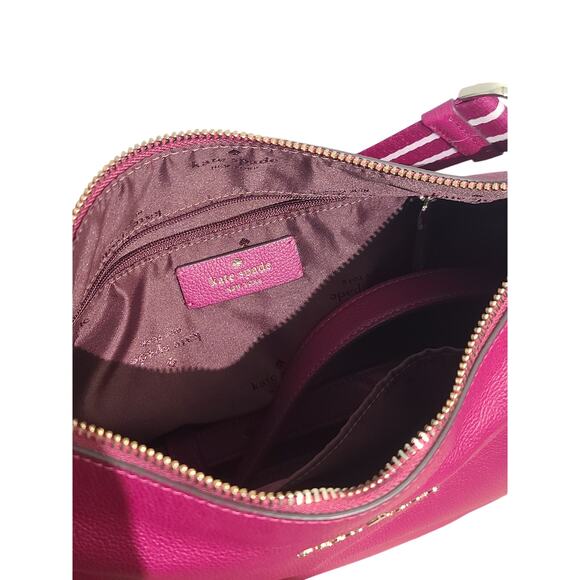 Kate Spade Rosie Large Crossbody Bag Dark Raspberry Pebbled Leather EUC K5807 - Picture 7 of 8